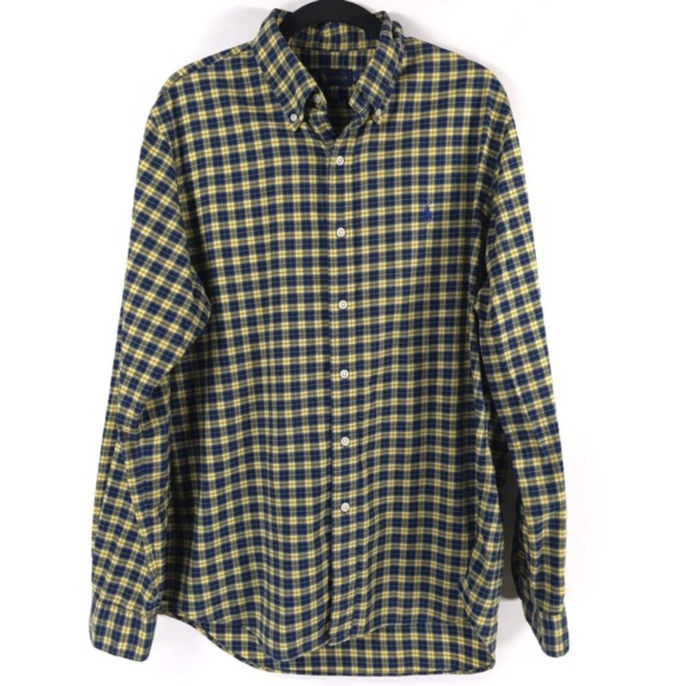 RALPH LAUREN Plaid Long Sleeve Button Down Shirt Cotton Size LARGE